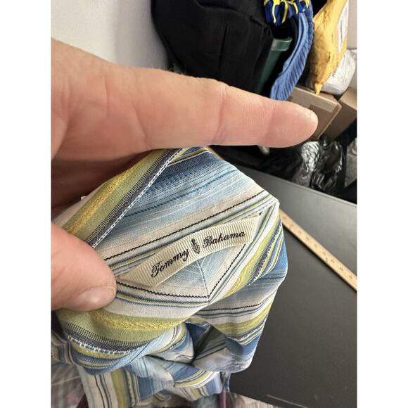 TOMMY BAHAMA XXL Men Button Up Multicolored Striped Shirt 100% Silk Cruise F10 - Picture 4 of 8